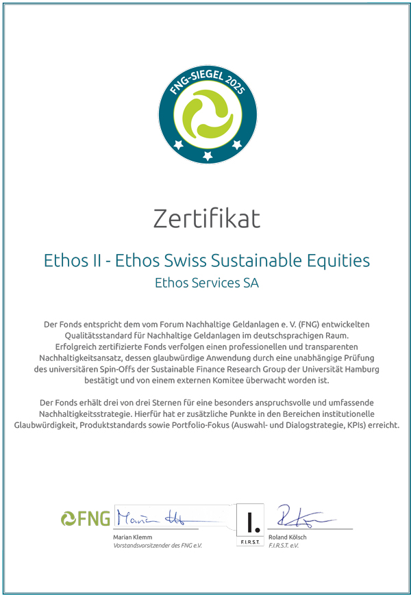 Certificat Ethos II - Ethos Swiss Sustainable Equities