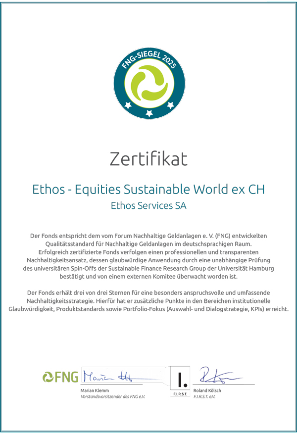 Certificat Ethos II - Ethos Swiss Sustainable Equities