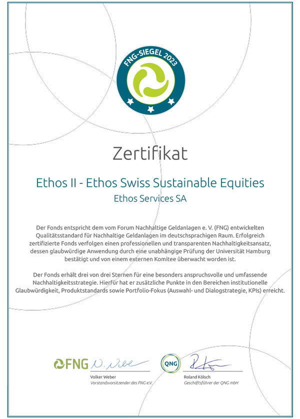 Certificat Ethos II - Ethos Swiss Sustainable Equities