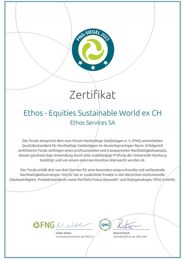 Certificat Ethos II - Ethos Swiss Sustainable Equities