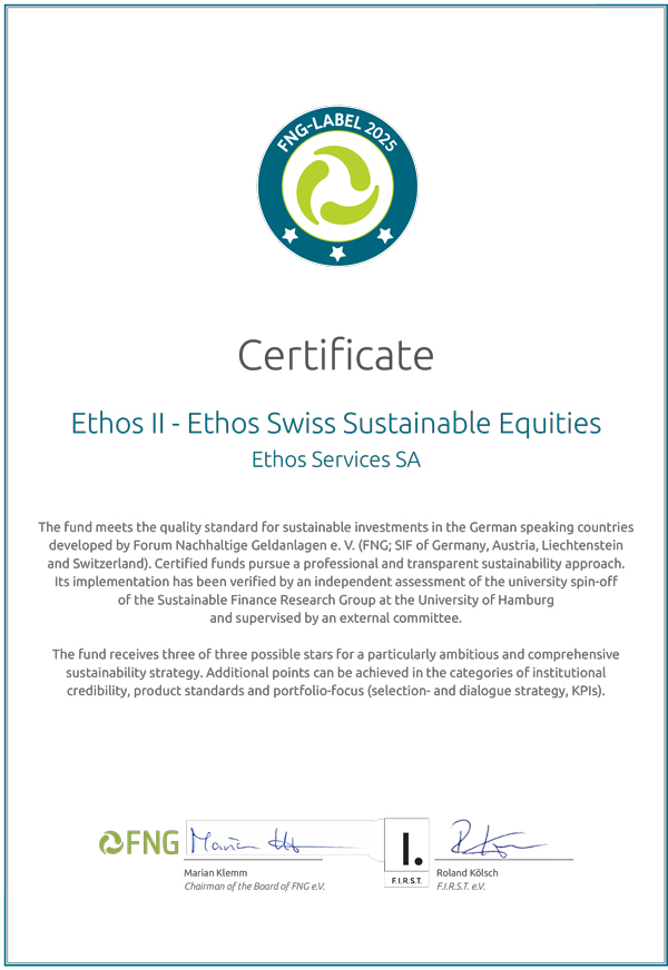 Certificat Ethos II - Ethos Swiss Sustainable Equities