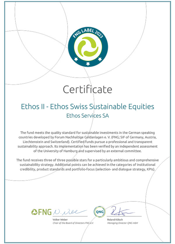 Certificat Ethos II - Ethos Swiss Sustainable Equities